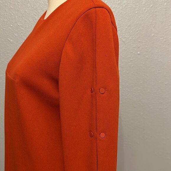 Tibi women’s paprika color button sleeves crepe shift mini dress size 2 - Picture 4 of 11